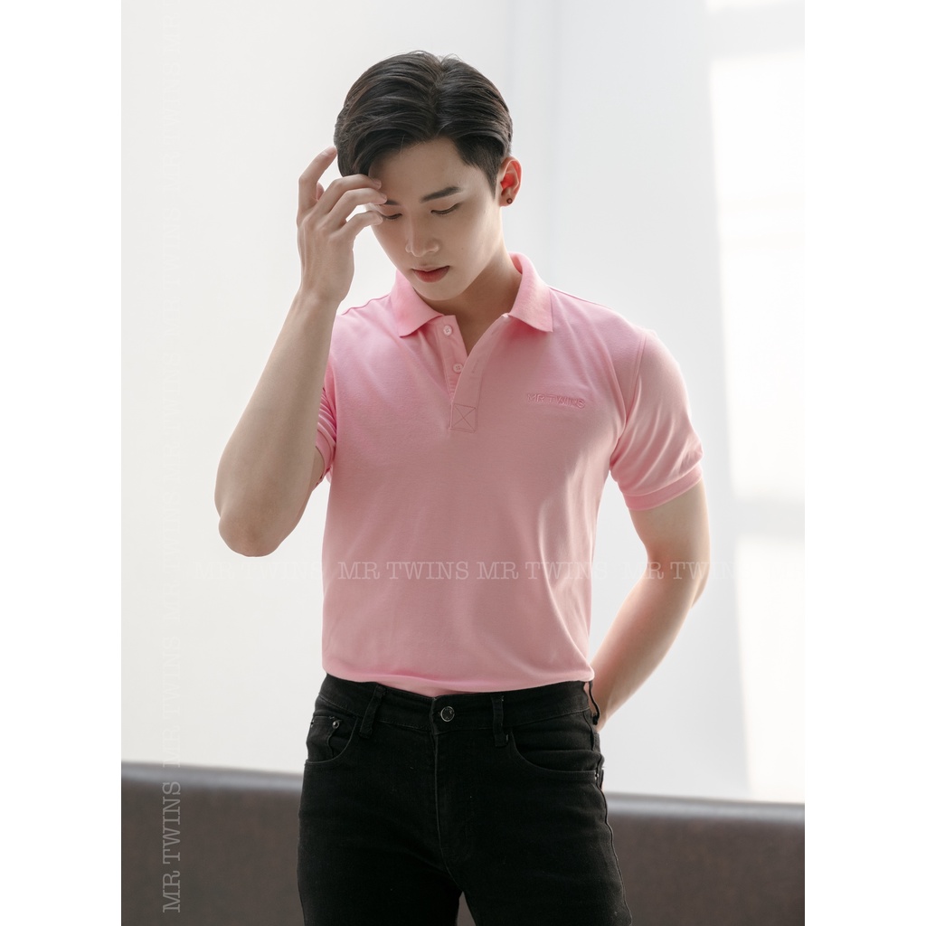 Áo Thun Polo Nam Cổ Bẻ Basic Màu Hồng Phấn Vải Cotton Cá Xấu Thương Hiệu Mr Twins