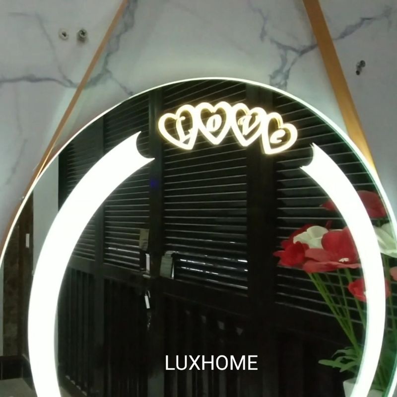 Gương Treo Tường LED Decor LOVE  D50 CM. Chính hãng LUXHOME