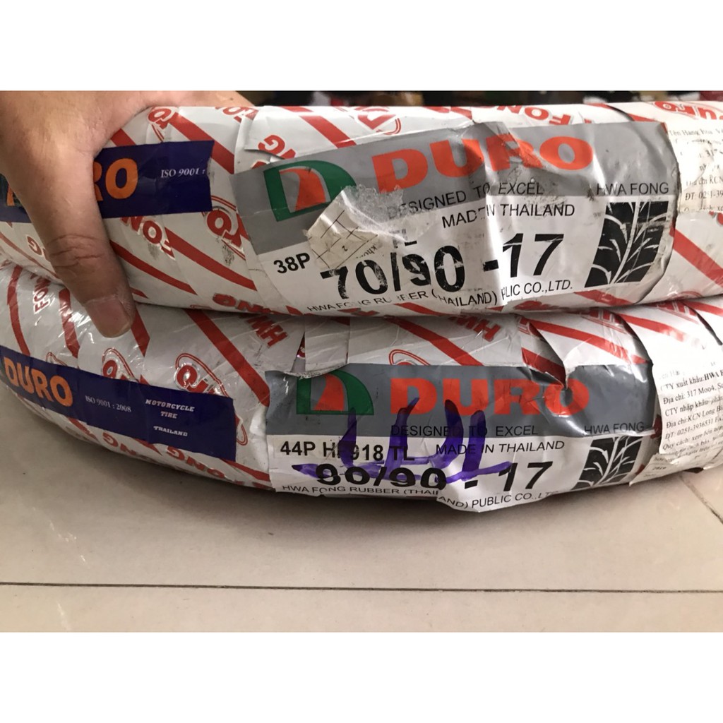 VỎ LỐP DURO 70+80/90-17 CHÍNH HÃNG KHÔNG RUỘT-SĂM RÁP LÊN ZIN THEO BÁNH MÂM 1.4 VÀ 1.6 HAY 1.85*17