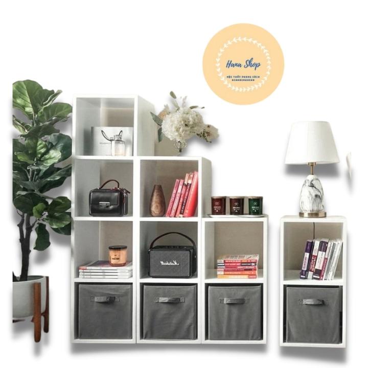 Kệ sách tổ ong gỗ MDF trang trí phòng ngủ, phòng sách phong cách Hàn Quốc màu trắng l Kệ tổ ong 2-3-4 ô decor phòng