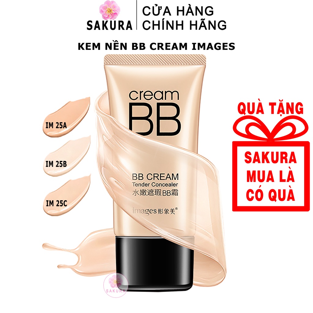 Kem nền BB CREAM IMAGES che khuyết điểm dưỡng ẩm trắng da makeup mịn màng đa năng nội địa trung SAKURA 40g