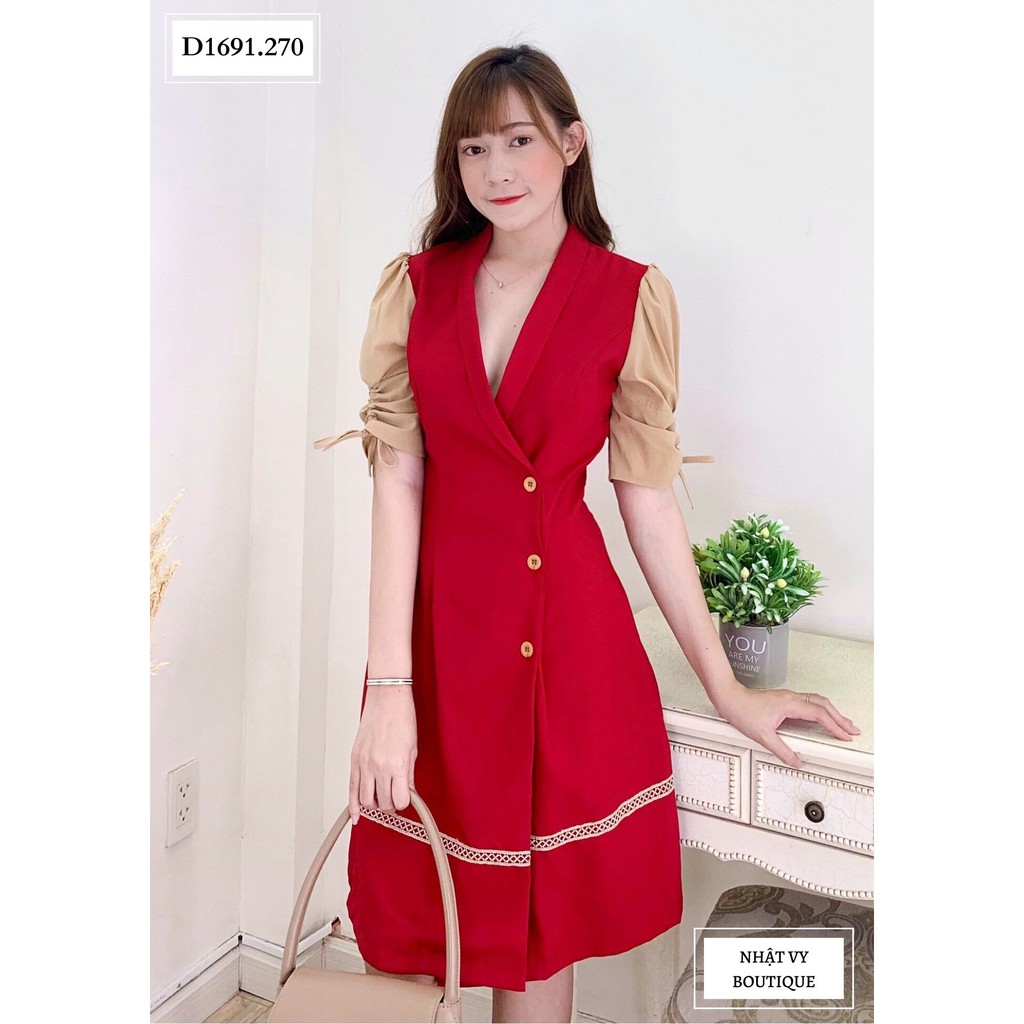 ĐẦM VEST PHỐI TAY RÚT - D1691