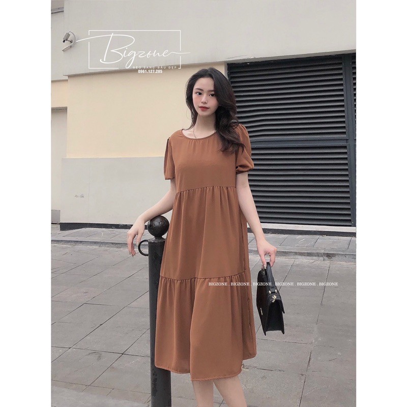 Váy đầm babydoll bigsize bầu chất đũi không nhăn thoáng mát cho mẹ bầu 55kg đến 75kg