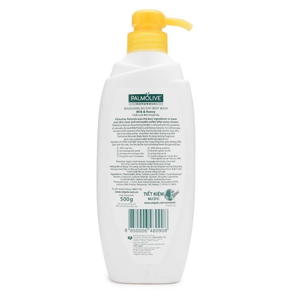 Sữa tắm Palmolive Naturals chiết xuất 100% thiên nhiên 500g Mật ong, Phong lan, Anh đào và sữa