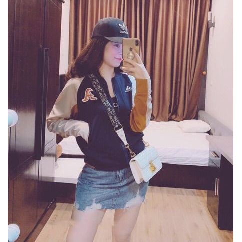 ÁO KHOÁC BOMBER DAS CHỮ A CỦA NỮ (hàng đẹp)