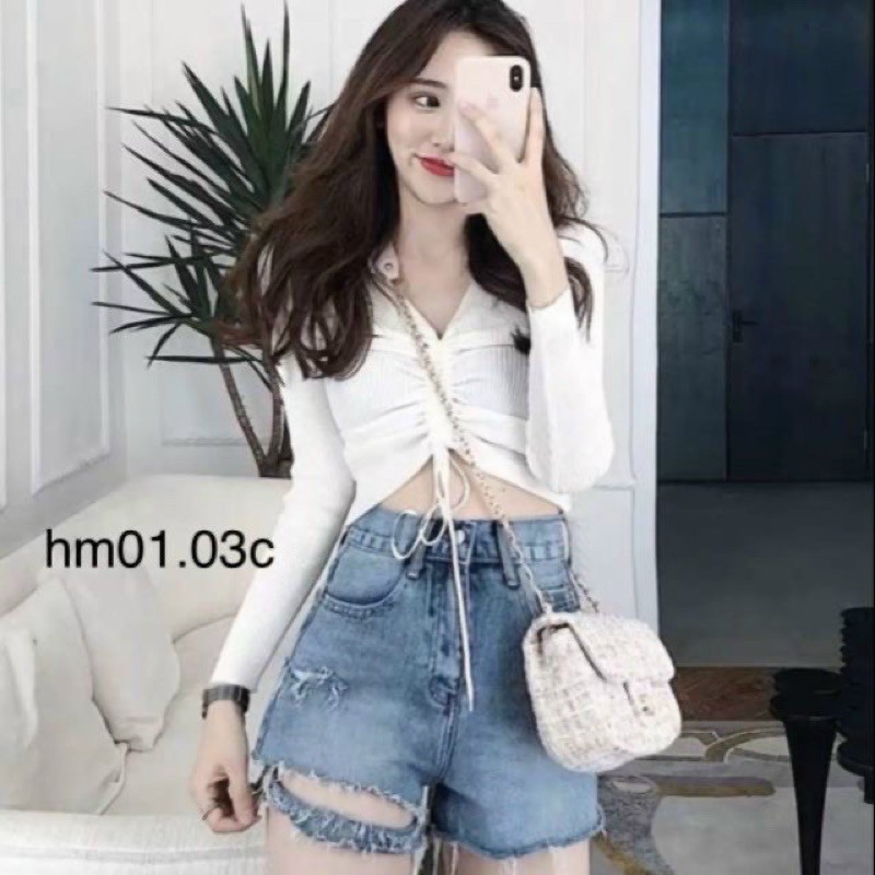 ÁO TAY DÀI DÂY RÚT GIỮA