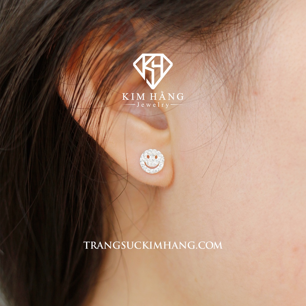 Khuyên Tai Bạc Thiết Kế Mặt Cười KHJER032- Chốt Đẩy