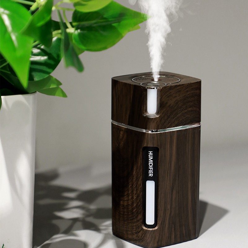 Siêu đẹp - Máy Phun Sương tạo ẩm, khuếch tán tinh dầu vân gỗ - cổng USB dùng cho ô tô,  phòng điều hòa...