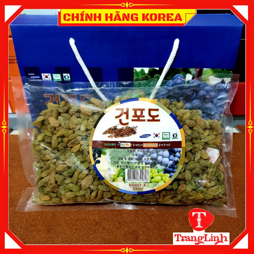 Nho khô hàn quốc hộp quà 1kg - Hoa quả sấy khô - Đồ ăn vặt hàn quốc - tranglinhkorea