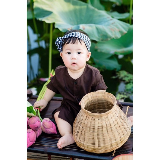 Áo bà ba, đồ nông dân cho bé + khăn