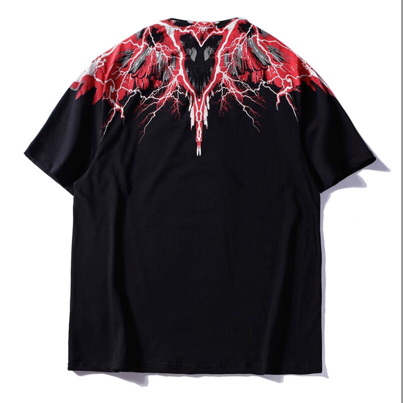 Áo thun tay ngắn in hình đôi cánh màu đen thời trang cho cặp đôi