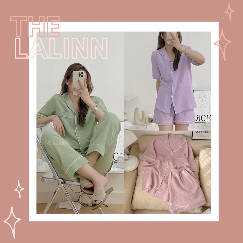 Set Pijama cổ bẻ xốp đũi Hàn màu pastel siêu ngọt. Bộ ngủ nữ pyjama pastel dễ thương