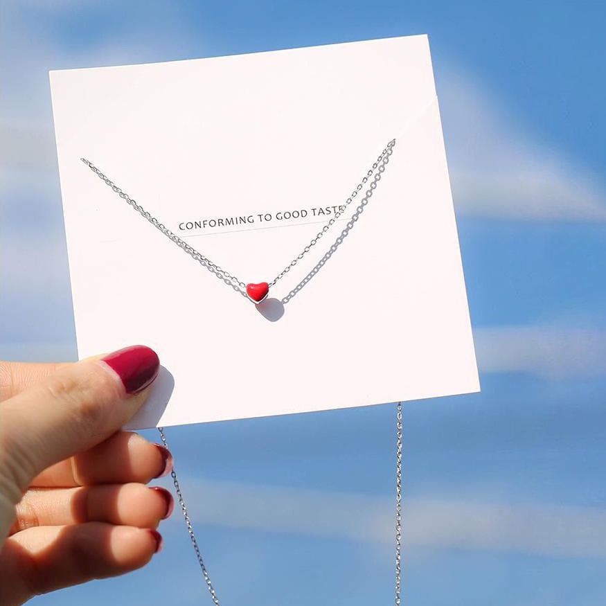 Dây chuyền bạc nữ mặt trái tim đỏ bạc 925 thời trang phụ kiện trang sức nữ thương hiệu Viễn Chí Bảo D400217