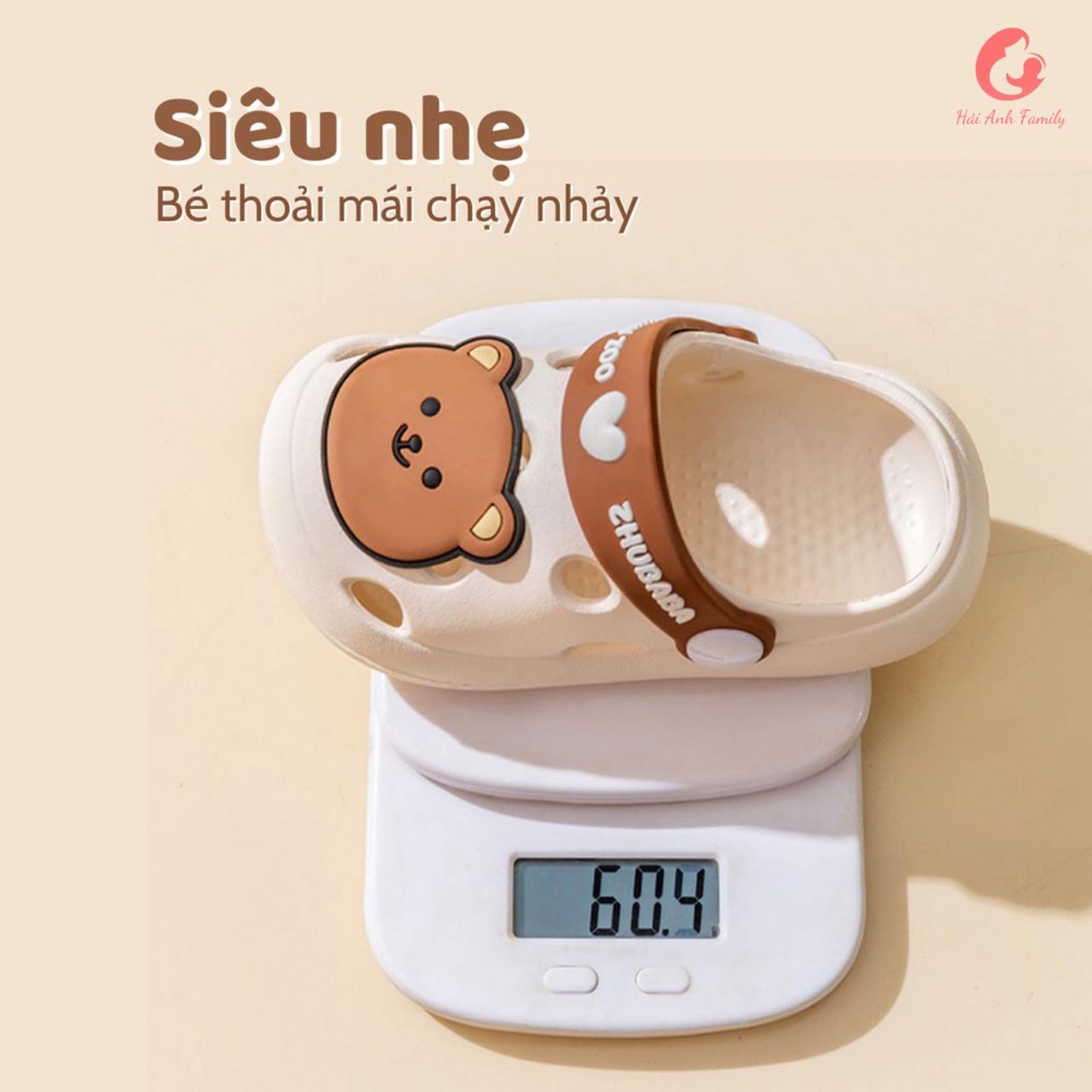 Dép sục crocs gấu cho bé trai bé gái siêu nhẹ chống trượt - Hải Anh Family