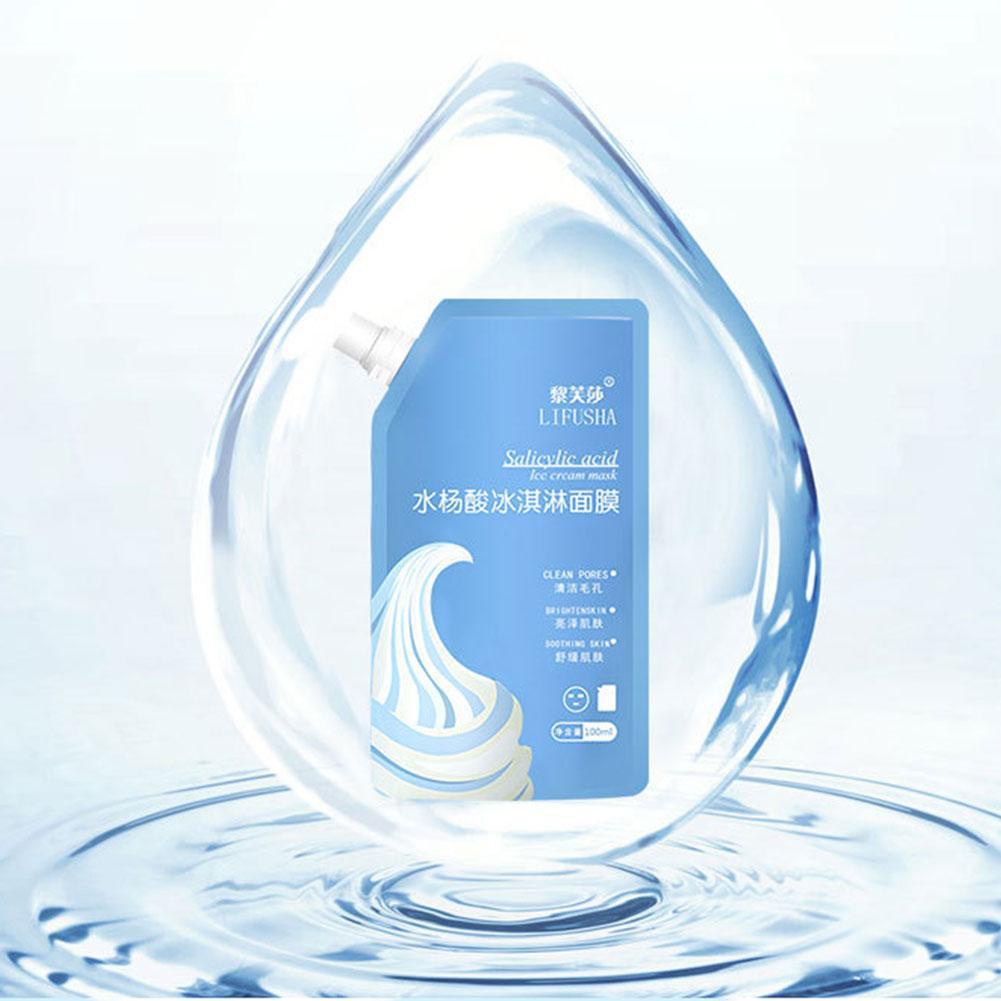 300ml Salicylic Acid Ice Cream Mask để loại bỏ các vết mụn trên da. Lỗ chân lông và mụn đầu đen Thu nhỏ làm sạch và chăm sóc dưỡng ẩm