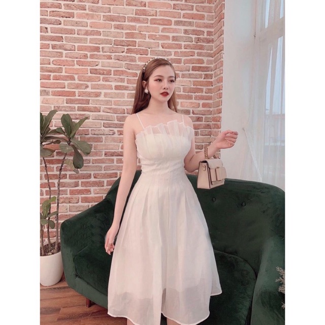 Đầm xòe xếp li eo thiết kế hai dây quyến rũ đi tiệc,dạo phố,hẹn hò