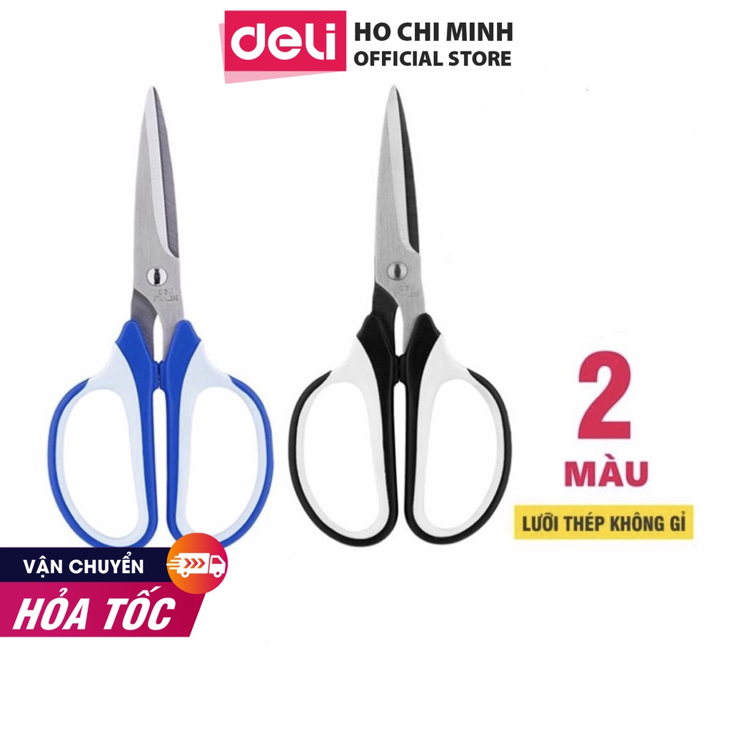 Kéo Văn Phòng Cao Cấp Tay Cầm Không Đau Siêu Sắc 190mm Deli - Nhiều Màu Kéo Cắt Giấy Thủ Công DIY Học Sinh Văn Phòng