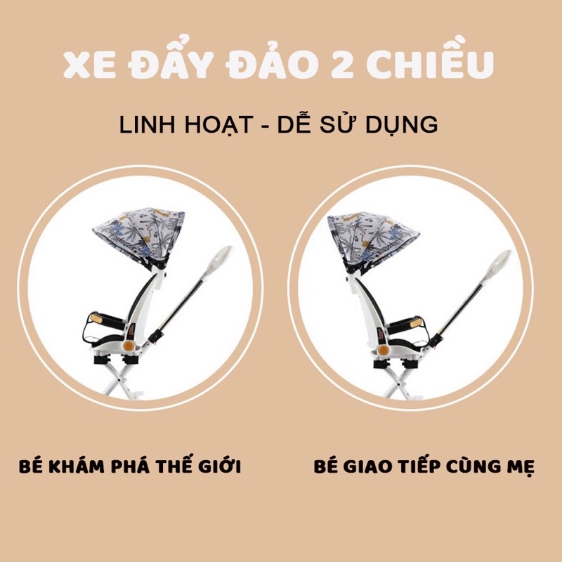 XE ĐẨY 2 CHIỀU GẤP GỌN CÓ CHẾ ĐỘ NGẢ TỰA LƯNG V-BABY- MẪU MỚI 2022