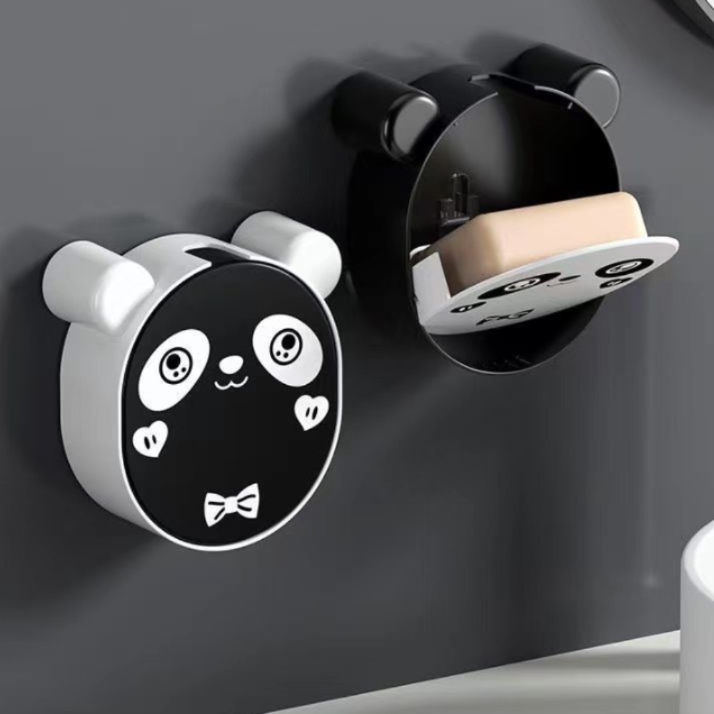 Hộp đựng xà phòng hình gấu, nắp lật không khoan tường | Kệ để đồ, khay, đĩa đựng xà phòng thông minh đa năng mẫu mới