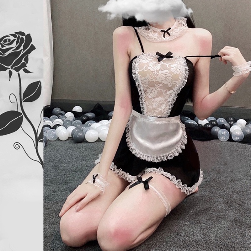 Colorfulswallowfree Bow Lace Cosplay Maid Uniform Lingerie Sexy Halloween Role Play Costumes BELLE | BigBuy360 - bigbuy360.vn