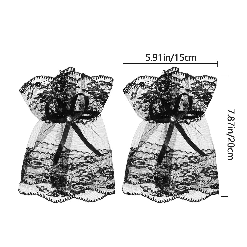 Găng tay hở ngón thắt nơ ren chống nắng phong cách gothic dành cho nữ