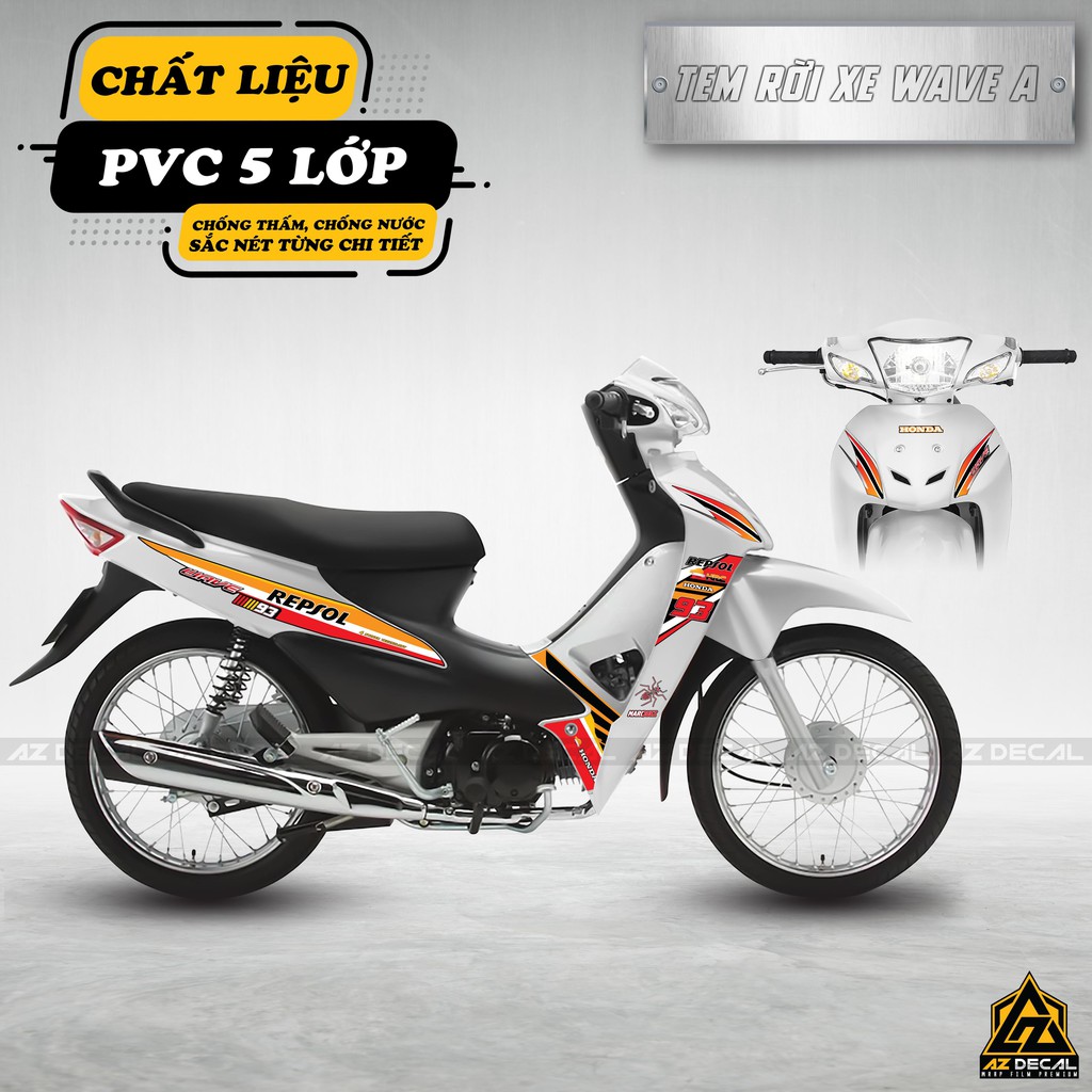 Tem Xe Wave Alpha Chủ Đề Repsol Edition Cam | Tem PVC 5 Lớp Cao Cấp Chính Xác Từng Chi Tiết