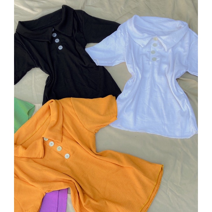 Áo crotop gân có cổ | BigBuy360 - bigbuy360.vn