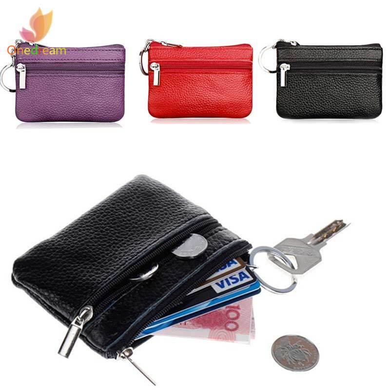 Ví da mini gắn móc khóa thanh lịch cho nữ