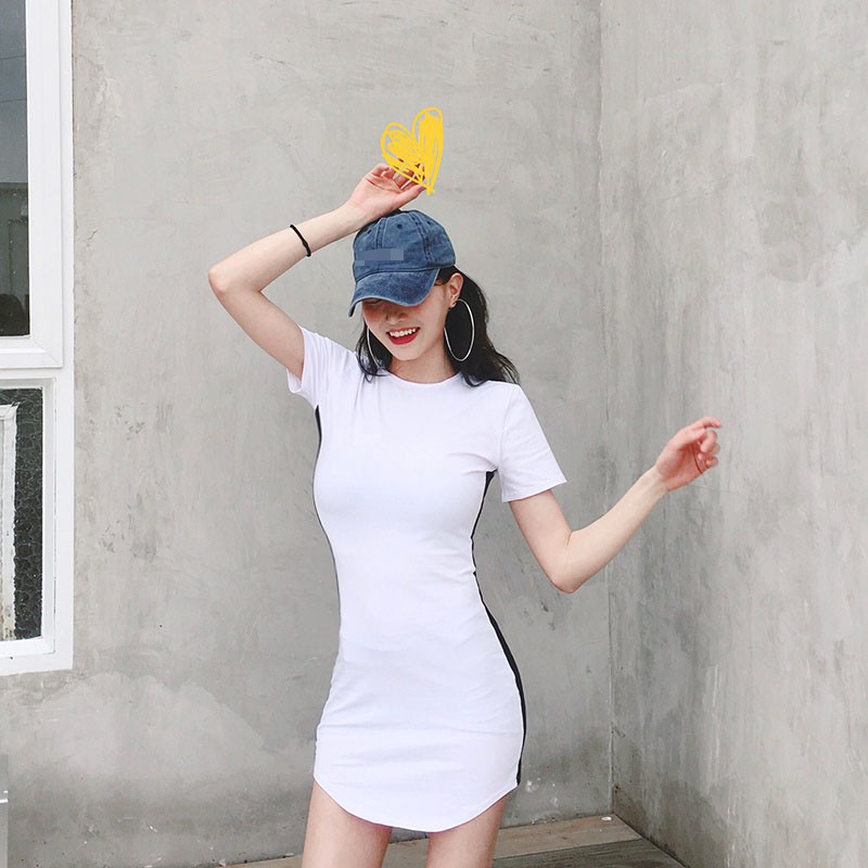 Đầm Body Tay Ngắn Hoạ Tiết Kẻ Sọc Phong Cách Hàn Quốc | BigBuy360 - bigbuy360.vn