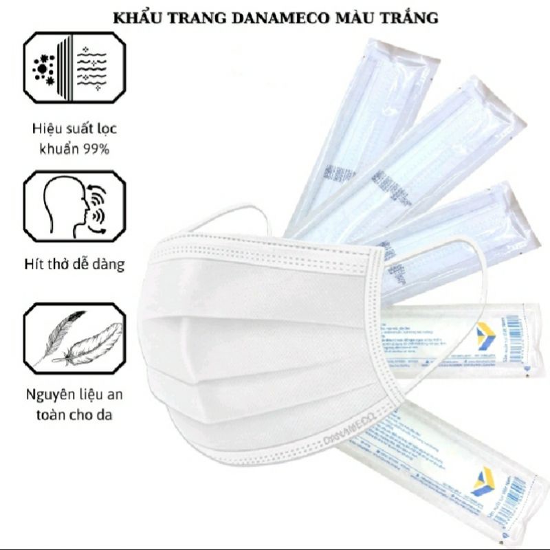 Hỏa Tốc Q10 Khẩu Trang Y Tế DANAMECO - 3 lớp tiệt trùng từng cái