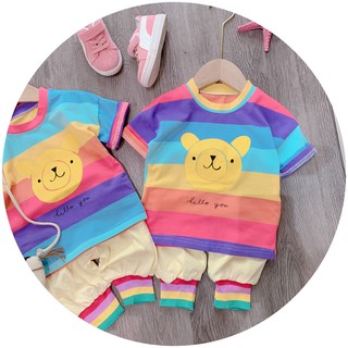 Set gấu kẻ cầu vồng