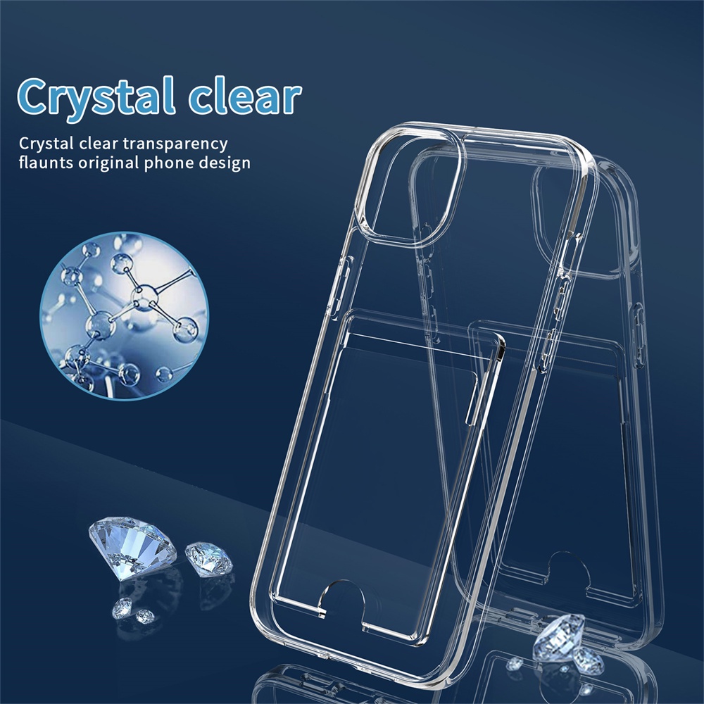 Ultra Ốp Điện Thoại pc Cứng Trong Suốt Siêu Mỏng Chống Sốc Kèm Ngăn Đựng Thẻ Cho iphone 15 14 13 12 11 pro max