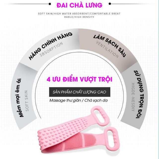 ❤️SALE[DEAL SỐC]❤️Dây Chà Lưng Mềm Mại Tiện Lợi  Đai Chà Lưng - Cọ Lưng Silicon 2 Mặt Gai Tẩy Tế Bào Chết