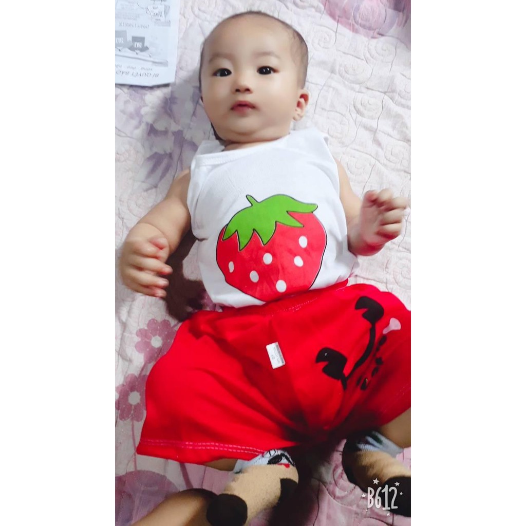 (FLASH SALE) Hàng loại 1 - Sét 5 bộ sát nách dâu cho bé từ 3-12kg