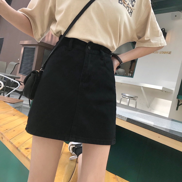 Váy denim chữ A lưng cao Xiaozhainv | BigBuy360 - bigbuy360.vn