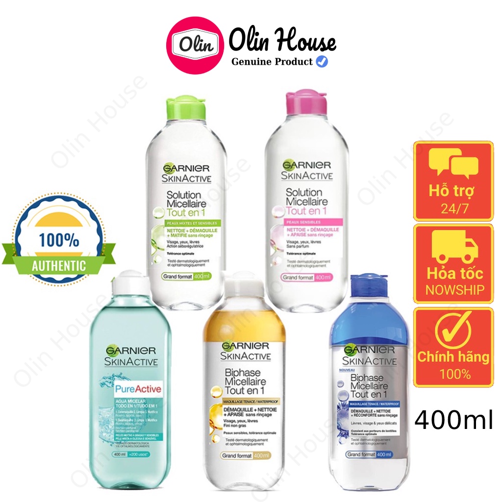 Nước tẩy trang Garnier Micellar Water 400ml làm sạch mọi loại da - Olin House
