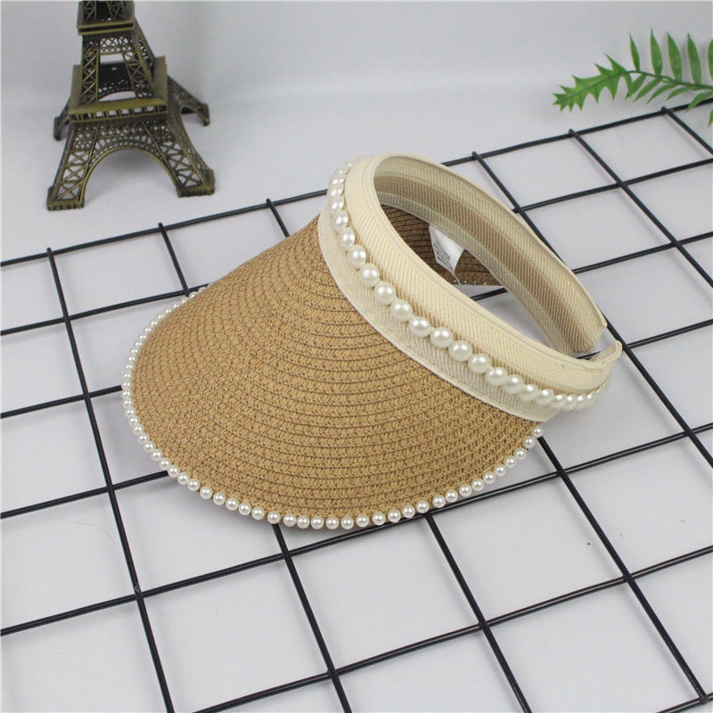 Mũ Rơm Đính Ngọc Trai Thời Trang Cho Nữ