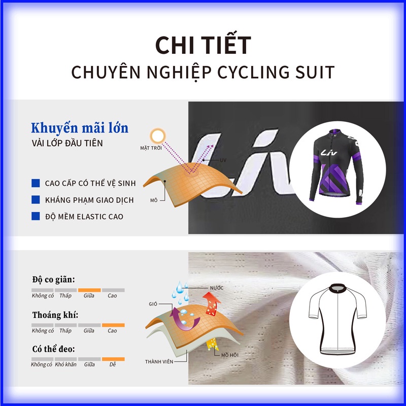 Liv Áo / Quần Đạp Xe Dài Tay Chất Lượng Cao Của Phụ Nữ