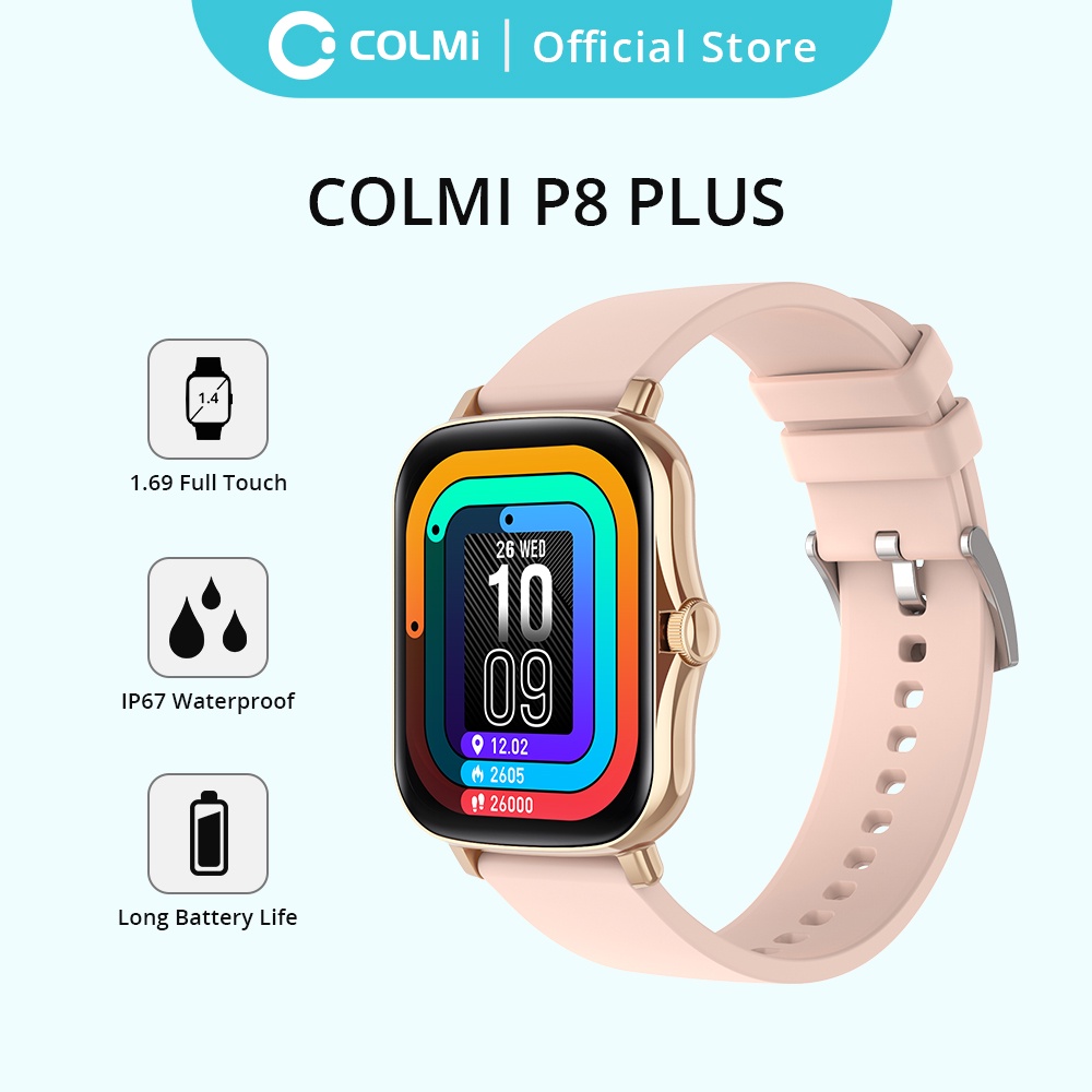 Đồng hồ thông minh Colmi P8 Plus chống nước iP67 kết nối bluetooth hỗ trợ theo dõi nhịp tim/sức khỏe/thể thao