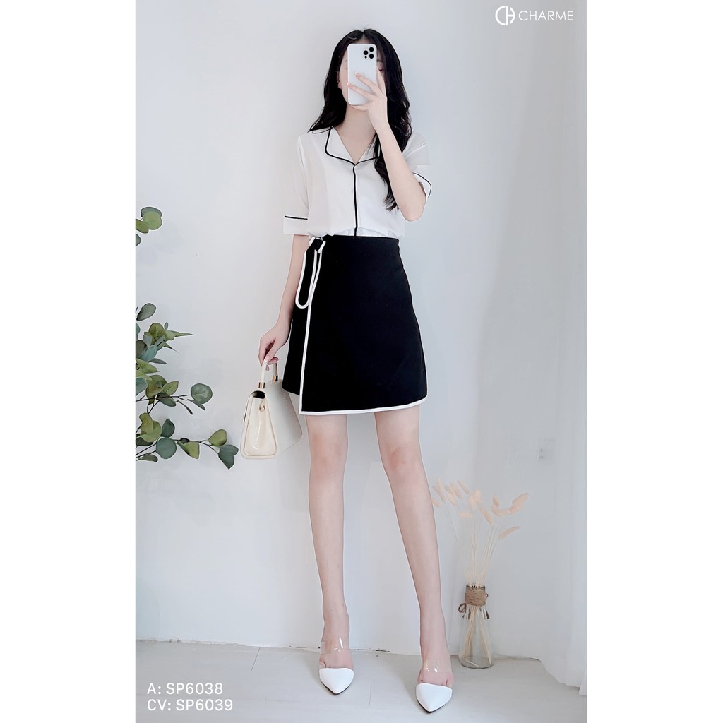 Chân váy chữ A phối đai nơ lệch cách điệu 6039 - Thời trang thiết kế CHARME CH | BigBuy360 - bigbuy360.vn