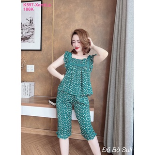 Đồ bộ mango lửng chấm bi phối ren k597 - đồ bộ suli