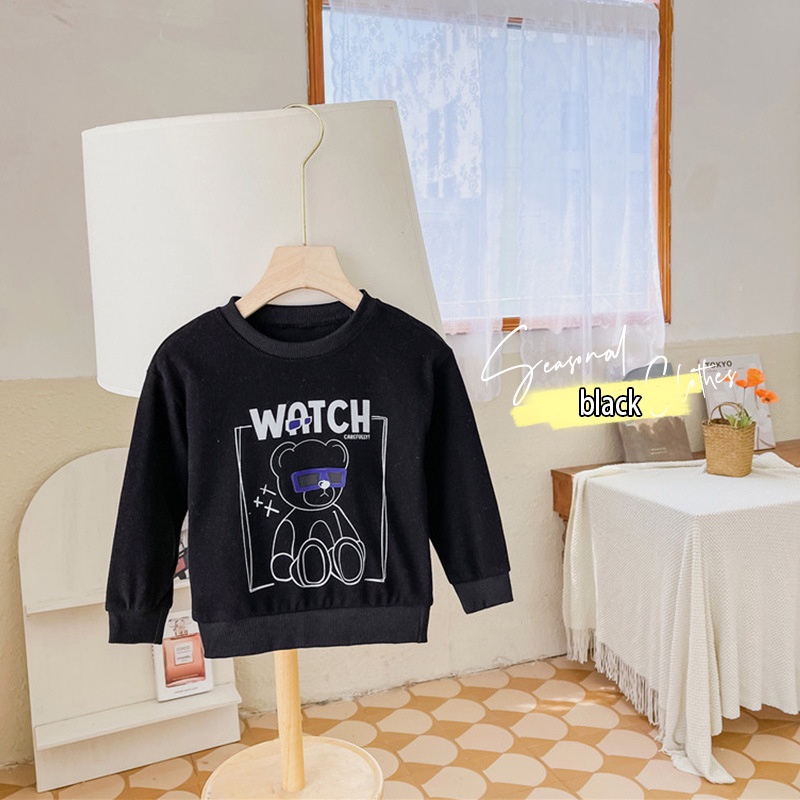 Áo Thun Tay Dài Cổ Tròn In Hoạt Hình Dành Cho Bé Trai Gái