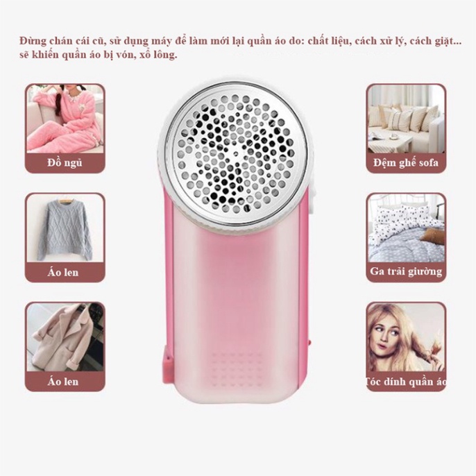 Máy Cắt Lông Xù Quần Áo, Chăn Thảm Sạc Pin Tiện Lợi