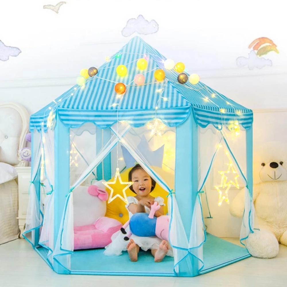 Lều công chúa hoàng tử hình Lục Giác dễ thương cute cho bé Có Rèm Che Kiểu Cổ Trang