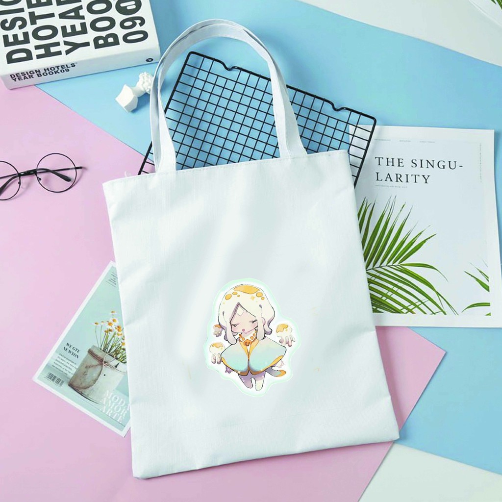 Túi tote vải đeo vai đen trắng in hình Sky Children of the Light Đứa trẻ của bầu trời m06