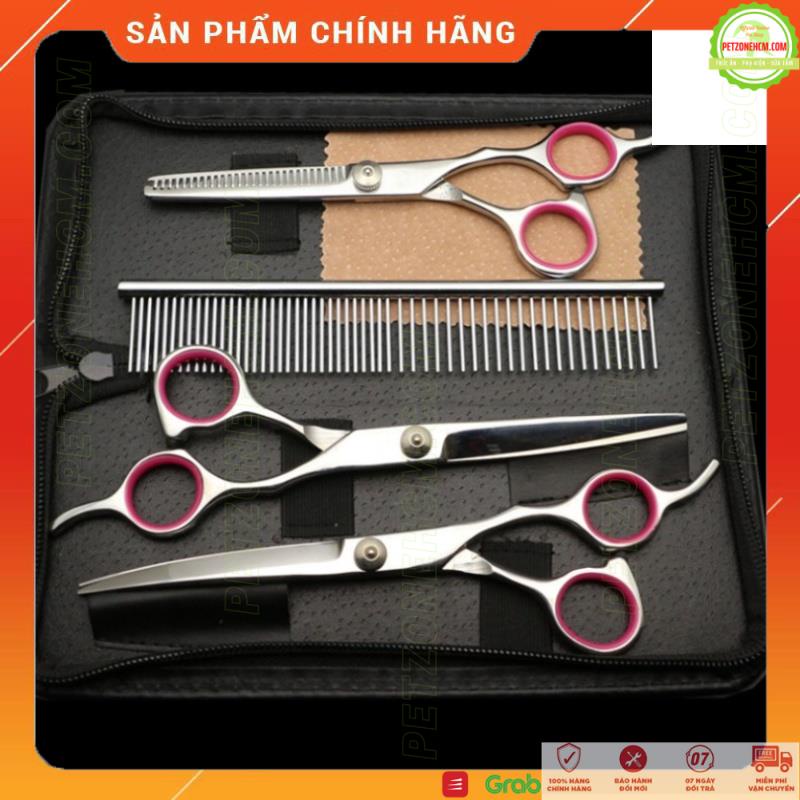 Bộ kéo cắt tỉa lông cho chó mèo 4 in 1 ️ FREESHIP️ bộ Grooming với 3 kéo và 1 lược inox - PetZoneHCM