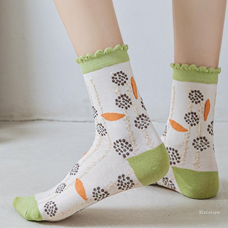Xixi Vớ Cotton Cổ Cao In Họa Tiết Hoa Nhiều Màu Sắc Phong Cách Harajuku Nhật Bản Thời Trang Xuân Hè Cho Nữ