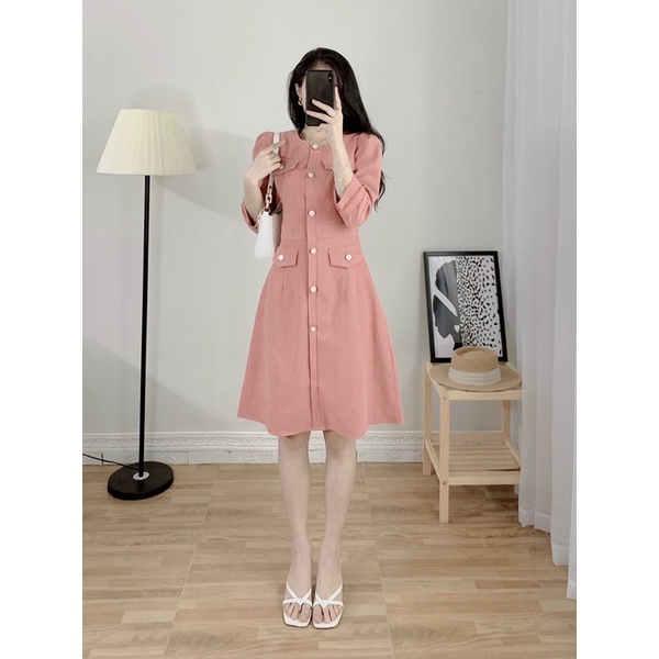 Đầm nhung tăm cúc đồng