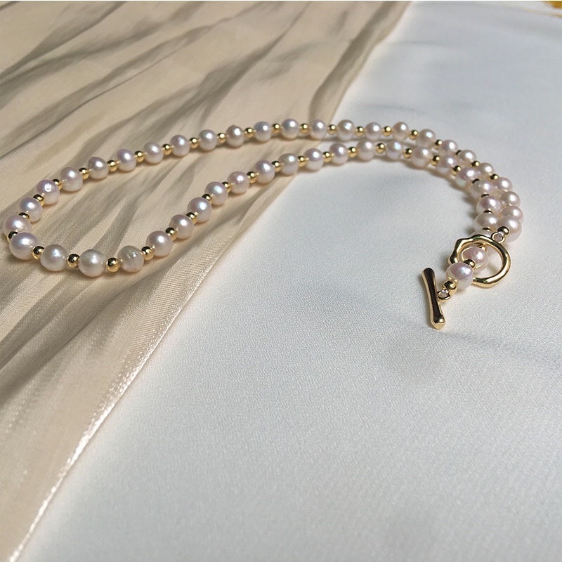 Chuỗi đeo cổ 6-7ly mix bi titan khóa OT bạc 925