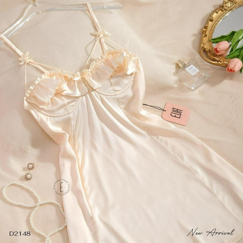 (M. 139) Váy ngủ sexy lụa có gọng ngực cao cấp Đầm mặc nhà gợi cảm quyến rũ